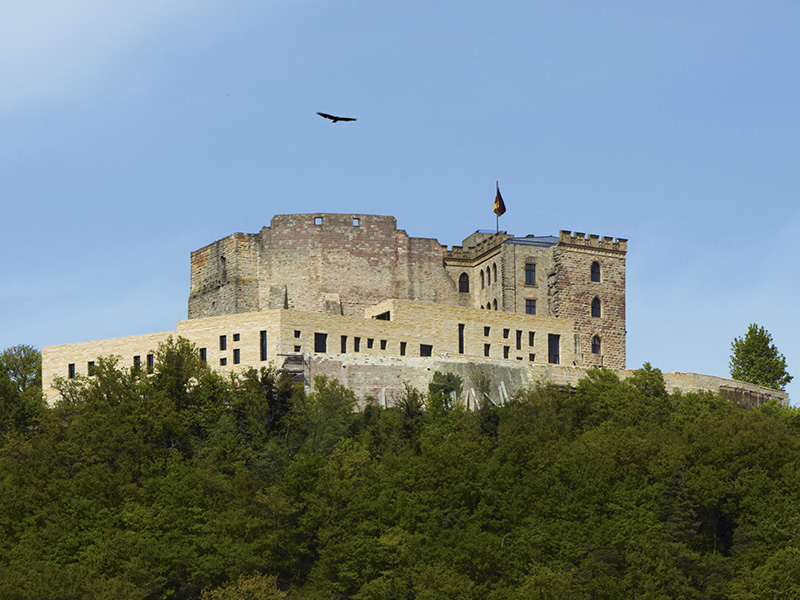 Blick aus dem Tal zum Hambacher Schloss